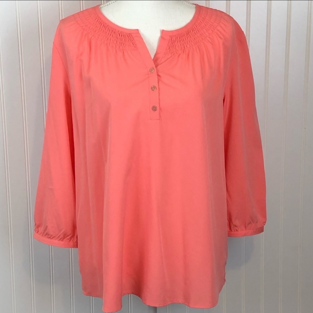 Boho Beachy C. Wonder Orange Peach Blouse Top Shirt Blouse size 12